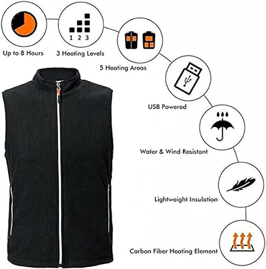 Electric heated vest battery powered outdoor hiking sking biking unisex