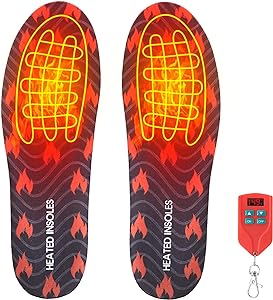 Rechargeable Heated Insoles USB with Wireless Remote Control Adjustable Temperature Shoe Soles for Camping Hunting Hiking Skiing