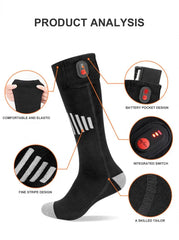 Heated socks rechargable running hiking biking skiing snowboarding construction gray toe