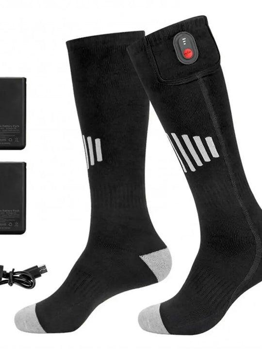 Heated socks rechargable running hiking biking skiing snowboarding construction gray toe