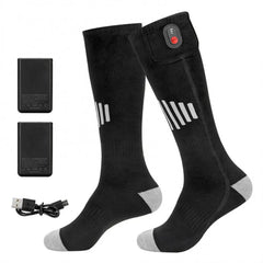 Heated socks rechargable running hiking biking skiing snowboarding construction gray toe