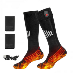 Heated socks rechargable running hiking biking skiing snowboarding construction gray toe