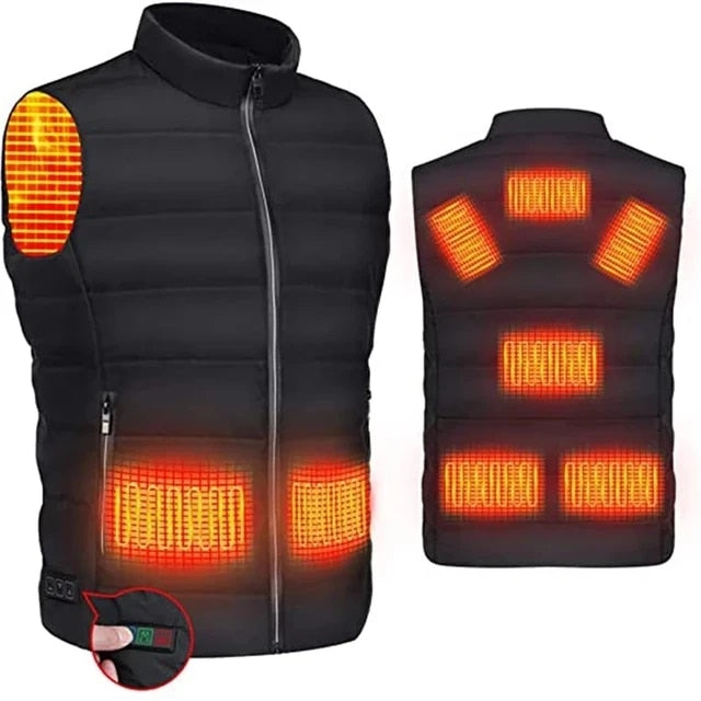 Electric heated puffer vest jacket unisex winter battery powered